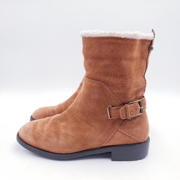 Cole Haan Quiana Bootie Womens Size 8 British Tan Brown Suede Waterpoof Boots - Picture 5 of 10